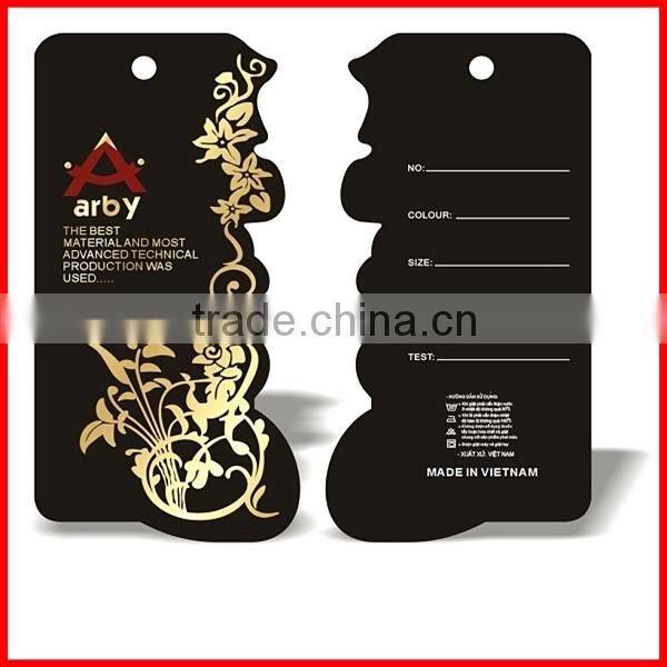 Fashionable Solid Paper Black Hangtags With Printing On Garment Wholesale