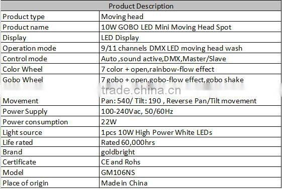 Goldbright Pro DJ Disco Lighting 30W Moving head spot led stage light