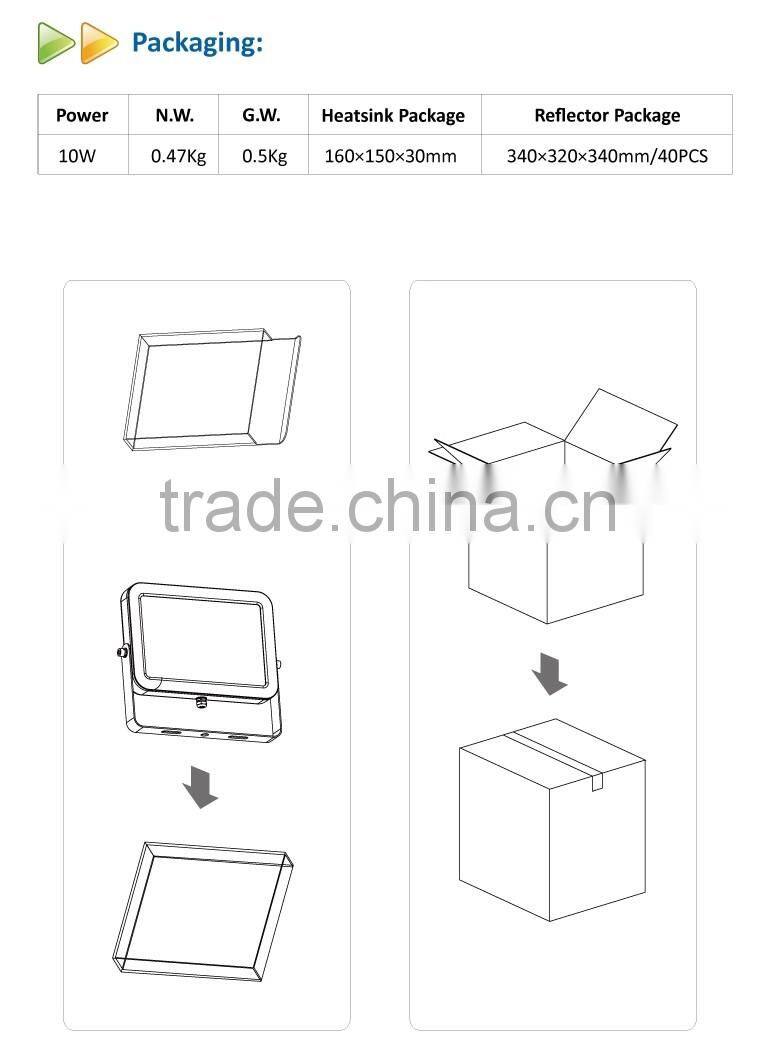 2016 Ultra thin IP65 waterproof LED outdoor lighting fixture Die Casting 10W LED flood light