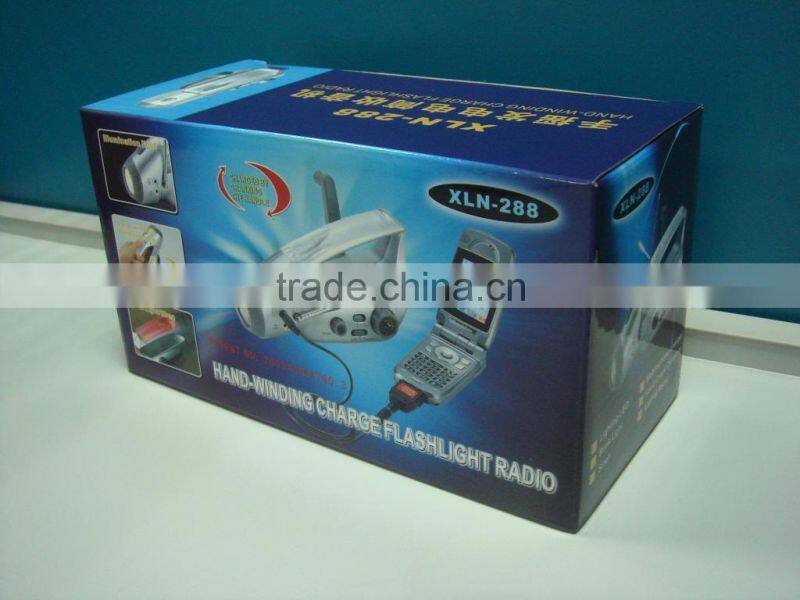 Crank Dynamo Flashlight with Mobilephone Charger and Radio & Promotional flashlight coco