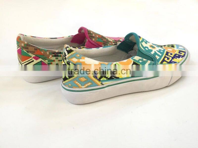 6 colorways slip on vulcanized women sneaker shoe low price china canvas women shoes 2016