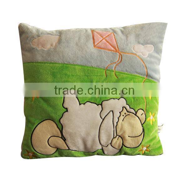 Plush soft toy flower embroidered cushion cover