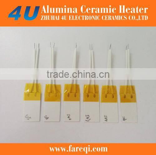 low voltage square heater plate ceramic heater element in dimension of 15mm length 15mm width 1.2mm thickness 4 to 6 ohm