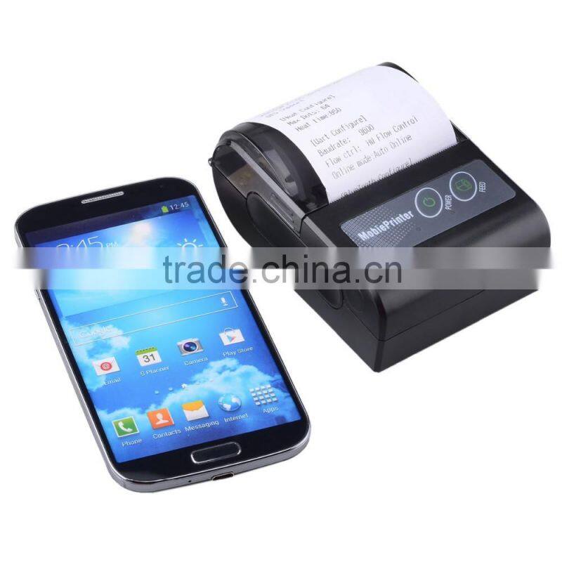 2015 Mobile Portable 58mm Thermal Receipt Printer Bluetooth Wireless Mini Printers Impressora for Android/IOS Black