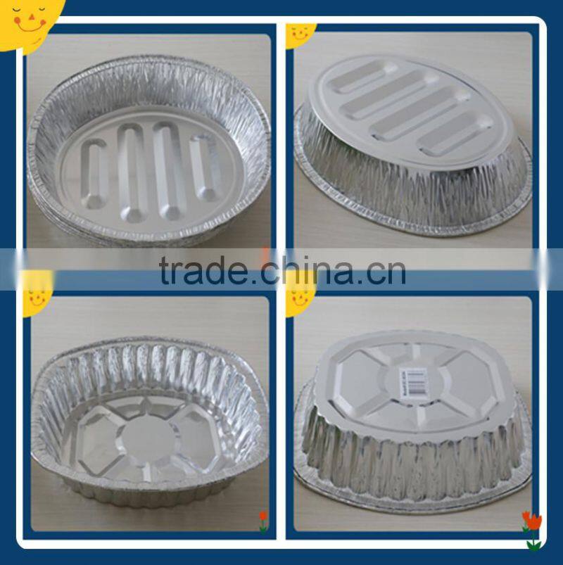 Aluminium foil container, oval aluminum foil turkey pan, big elliptic baking tray