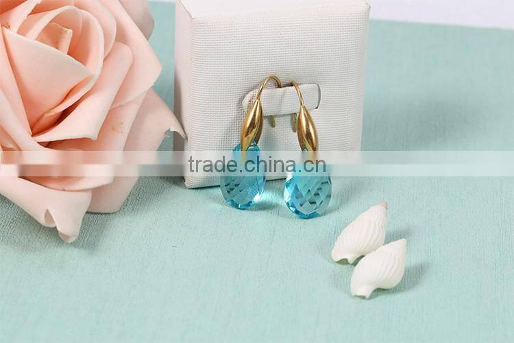 Charm women jewelry blue teardrop gold earrings designs for girls