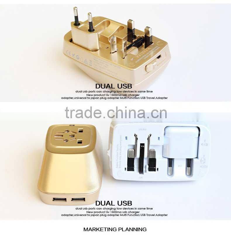 2016 hot selling UK EU travel adapter with universal female socket