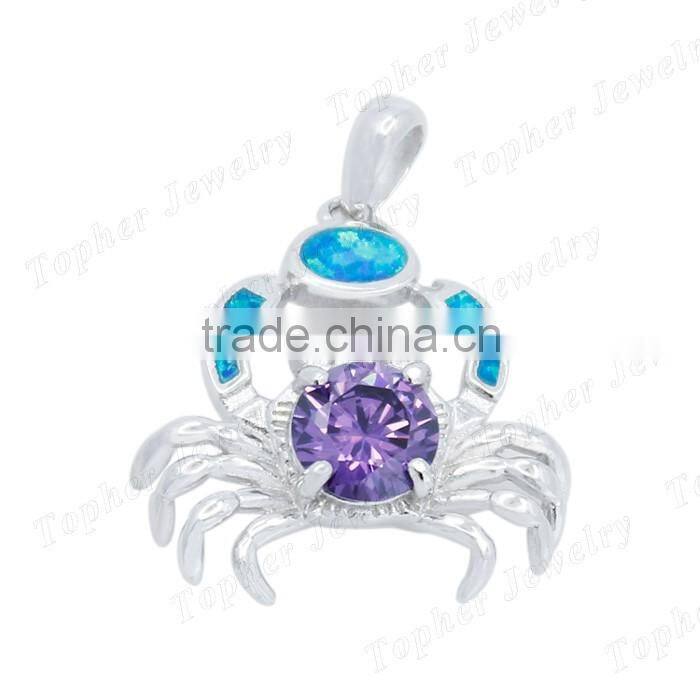 wholesale crab charm ocean opal jewelry crab shaped opal pendant
