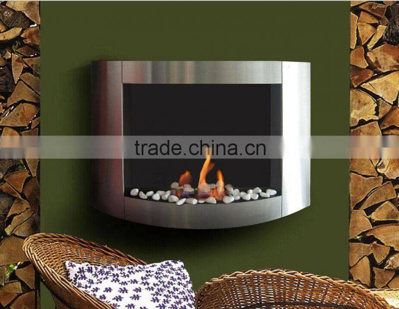 90 Degree Bent Good Quality Stainless Steel bio ethanol wall fireplace real fire