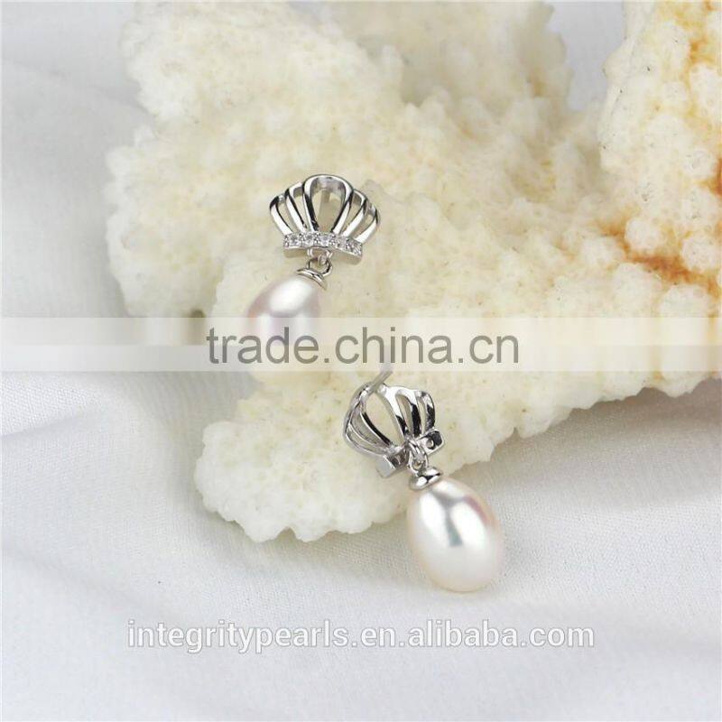 Drop pearl earring AAA 8-9mm wholesale freshwater white pearl earrings