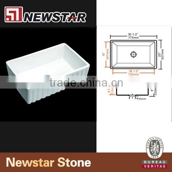 rectangle bathroom undermount ceramic sink with overflow hole