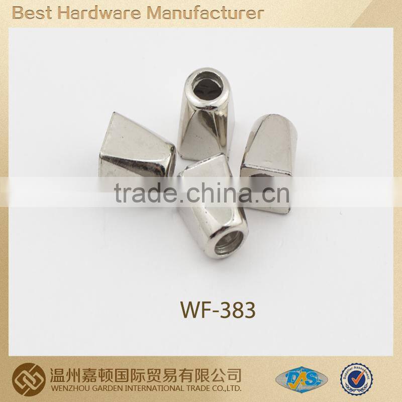 Nickel color plastic string cord end