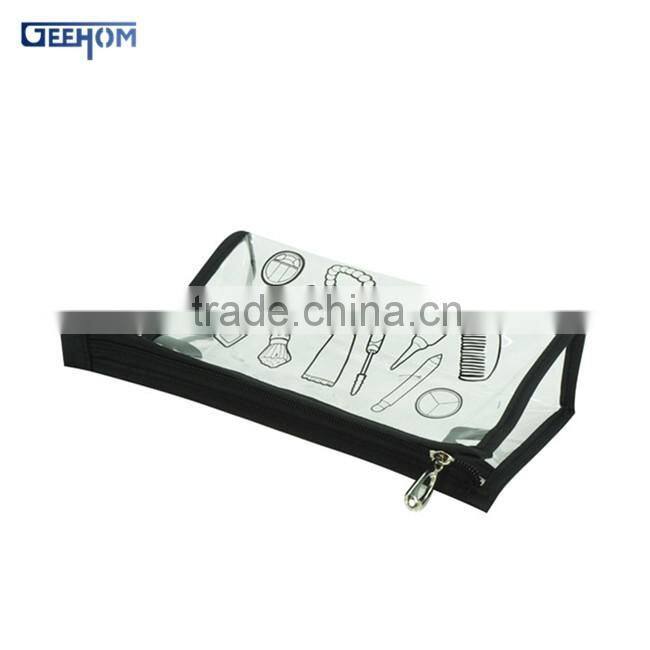 ladies portable standing webbing plastic pvc pouch