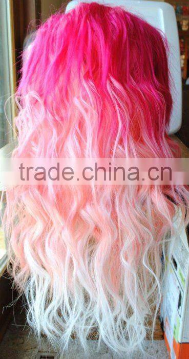 2014 new fashion red and pink ombre wig