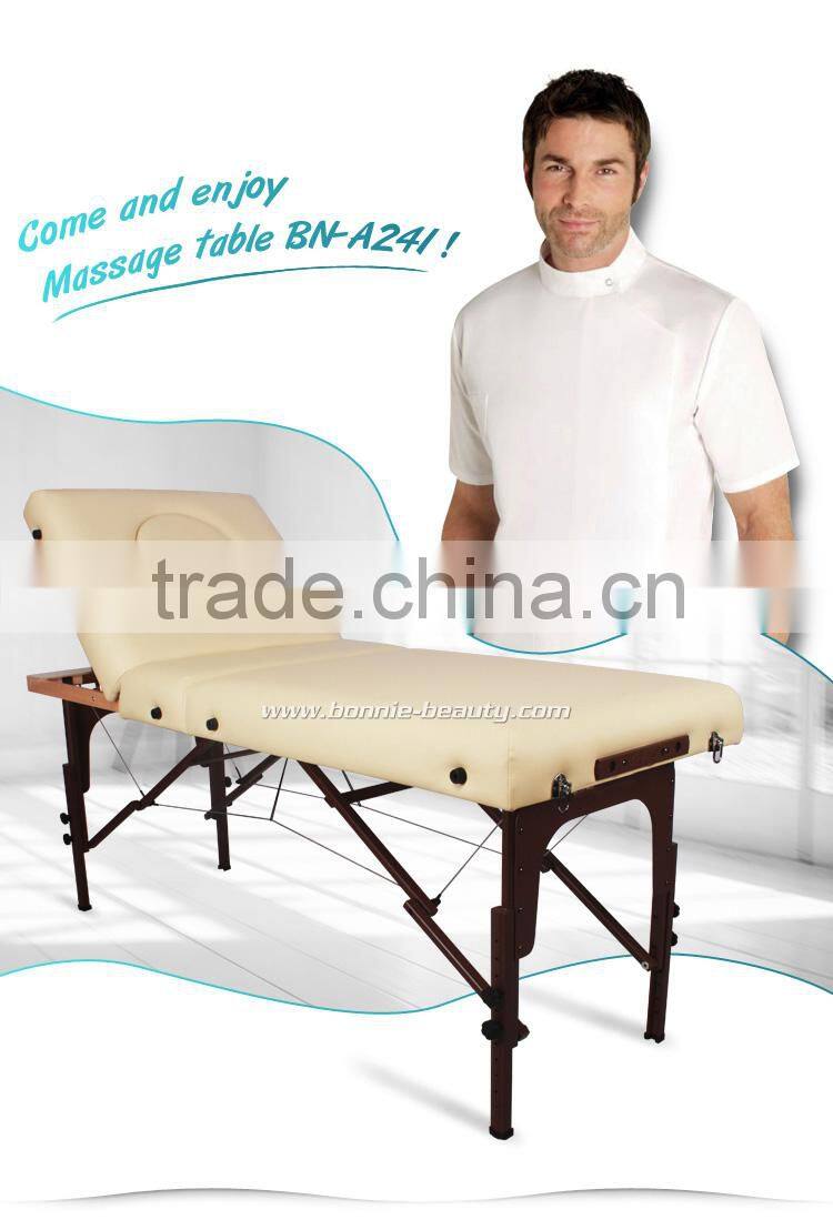 BonnieBeauty beige three folding beauty massage bed made in China