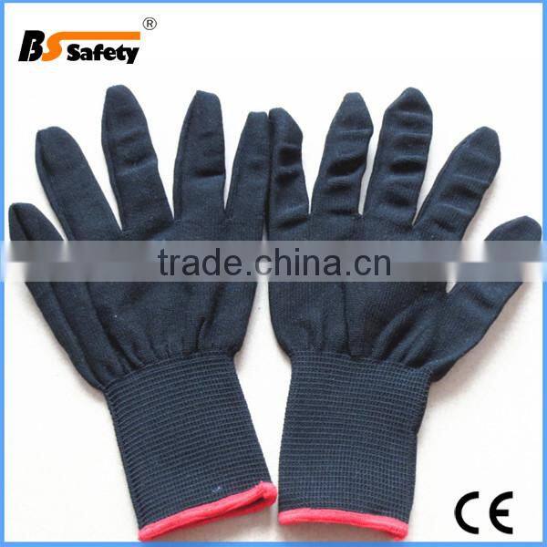 BSSAFETY gray and black color polyester nylon working glove no coating