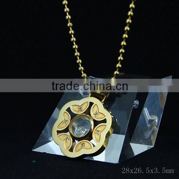 Fashion Flower Metal pendant with diamond for ladies