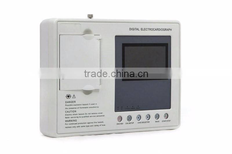 CE approved Three channel color LCD display 12-lead Built ECG Machine in USB/RS232 interface