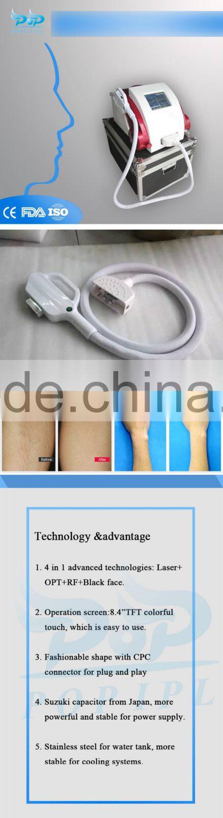 1000W IPL System POP-E2 IPL Type home use diode laser hair removal IPL/ Laser +E-LIGHT+RF+Black doll baby 1000w