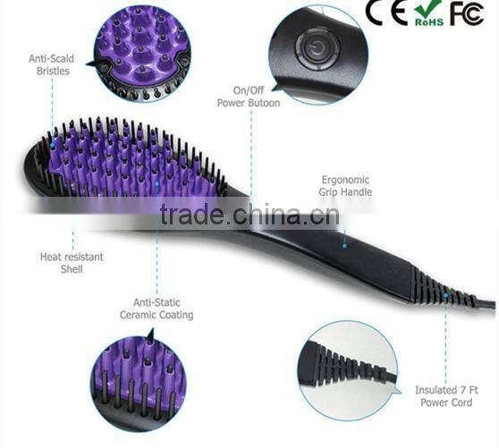 Purple Straight Comb Auto Electric Hair Straightener Brush