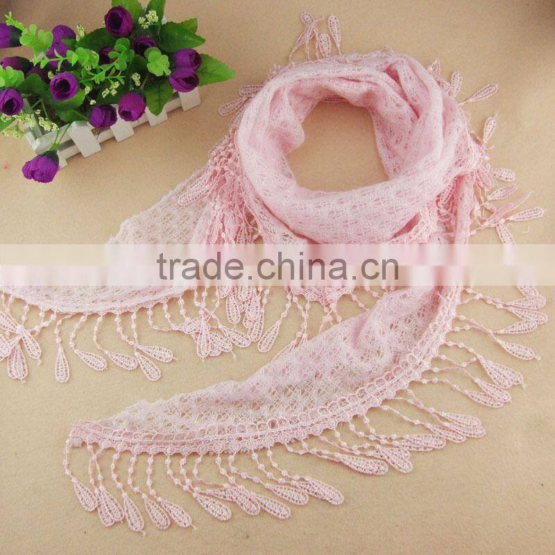 New Women Girls Lace Tassel Scarf Fashion Chiffon Triangle Hijab Scarves Shawl