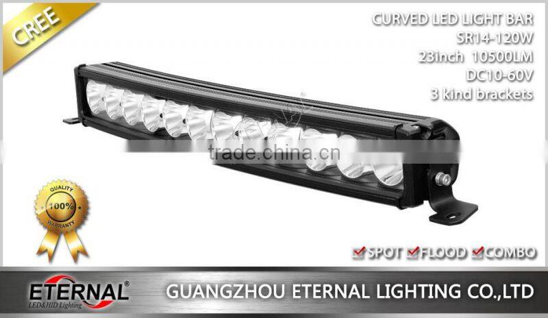 23" 120W curved light bar Wrangler Cherokee SUV offroad 4x4 roof light bar bumper gill high power driving headlight
