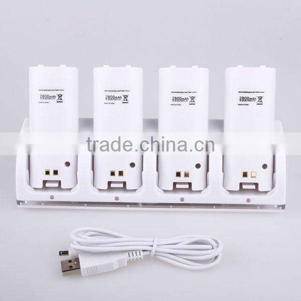 New 4 Port Charging Dock Station for Wii Remote +4x Battery Pack