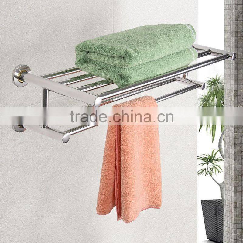Wall Mounted Towel Rack Bathroom Hotel Rail Holder Storage Shelf Stainless Steel