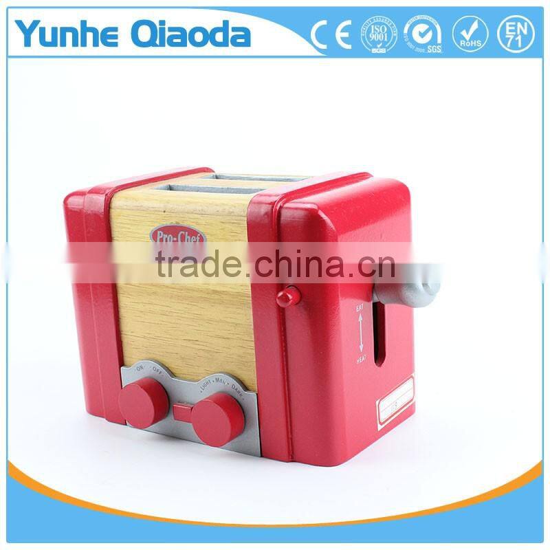 Early Education Toy for Kids Red Pop Up Toaster Wooden Play Kitchen Set