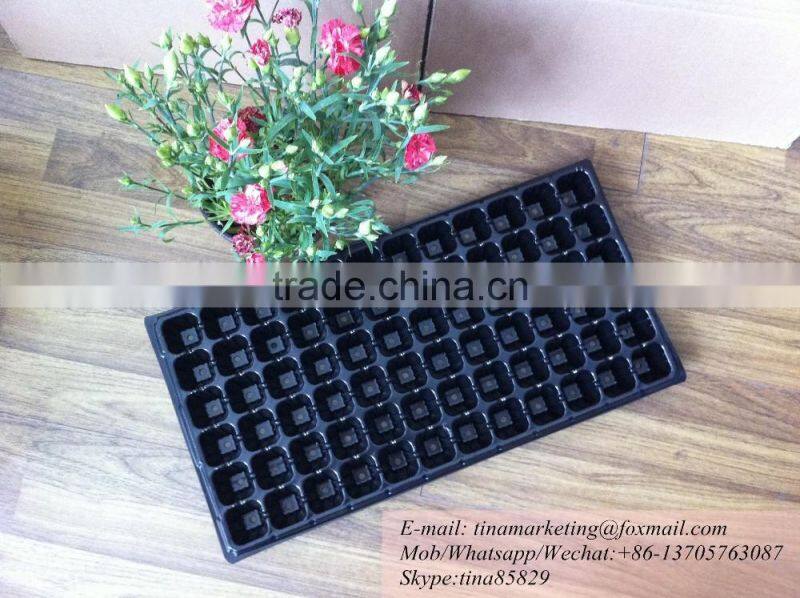 Black PS Material 72 Cell Plastic Tomato Nursery Seed Planting Germination Tray for Farming