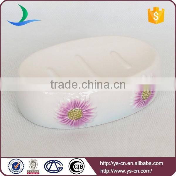 Beautiful Bathroom Toilet Ceramic Bath Set in Purple Sunflower Design