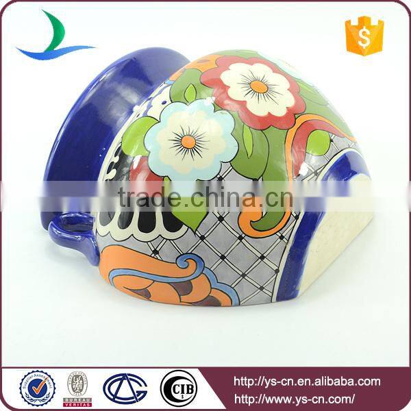 YSfp0010-02 Handprint ceramic modern flower pot with ear handle