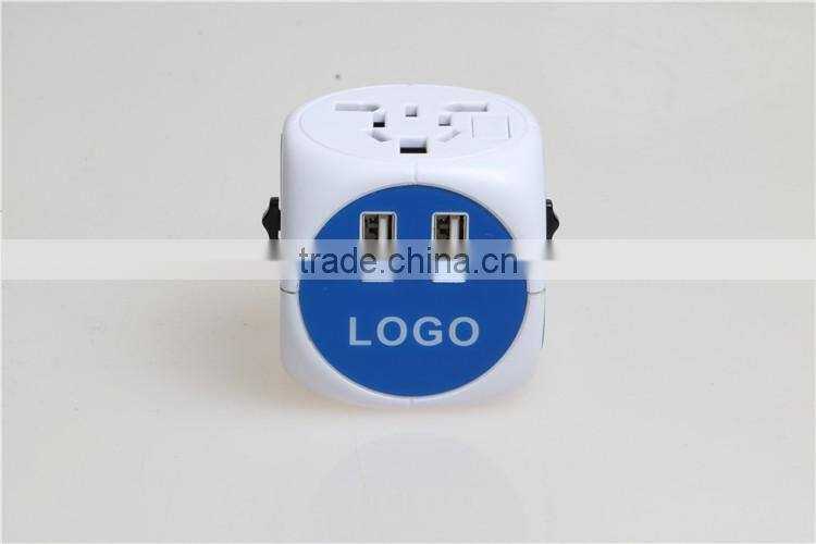 World Travel Adapter with Dual USB Fuse Safety Shutter Four International Plug(UK/US/AU/EU)