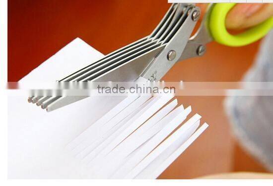 CY145 Multipurpose 5-blade Herb Scissors w/ "Longfinger" Cleaning Brush | Time-Saving Kitchen Shears Chop Herbs Fast