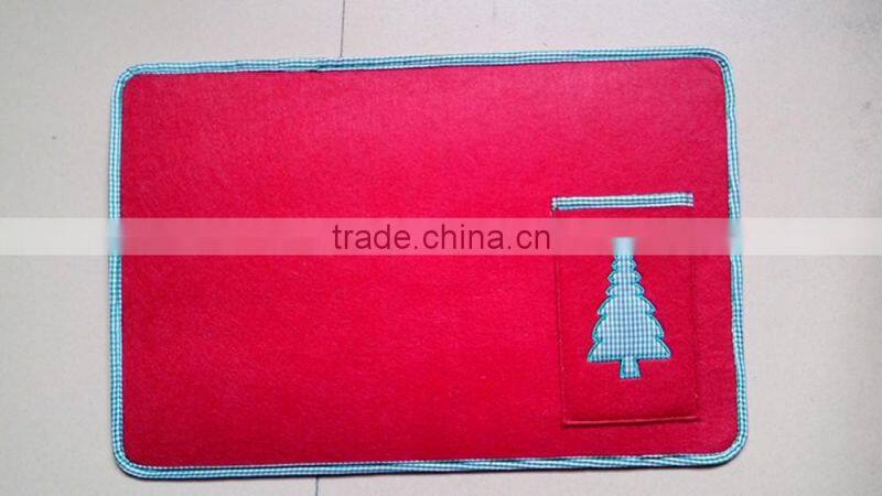 embroidery Christmas object red mat/placemat/felt placemat