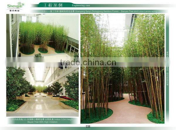 Artificial lucky bamboo pole,real trunk bamboo branches with plastic leaves