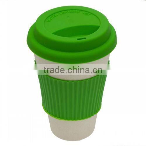 14OZ bamboo fiber mug cup with silicone lid