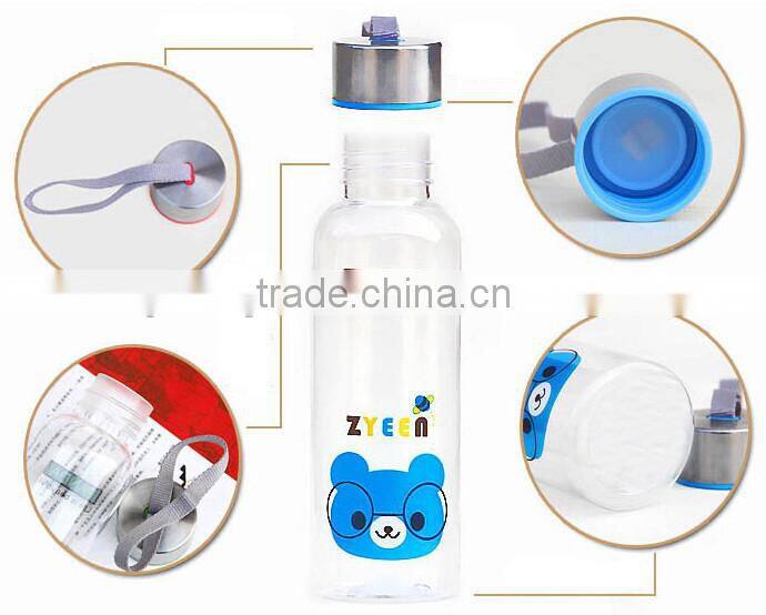 Supply fashion Portable transparent cartoon steel cover cup (500ml)