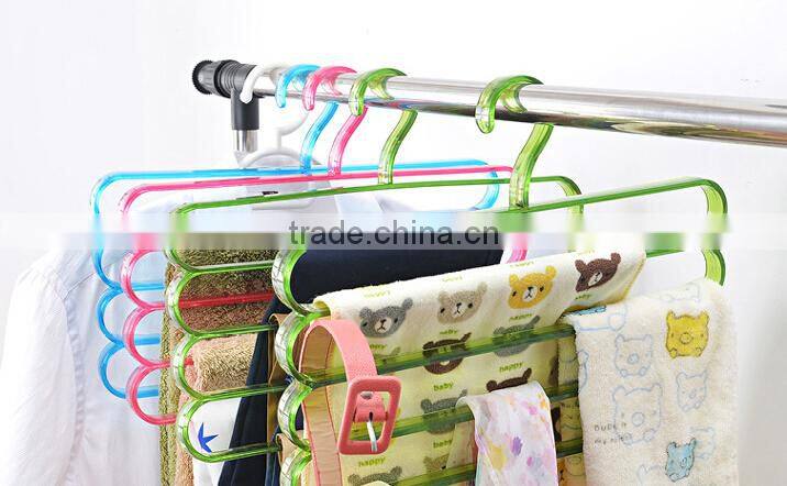 Fashion Colorful 4Layer Plastic Trousers Hanger Towel Hanger Clothes Hanger
