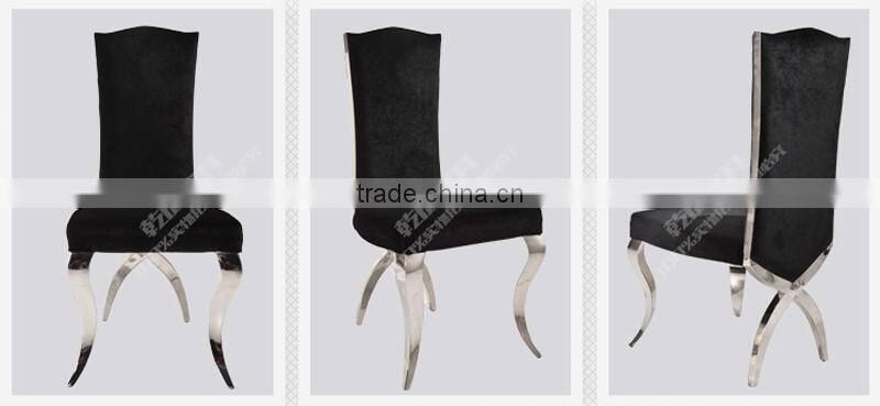 velvet high back stainless steel dining banquet chair