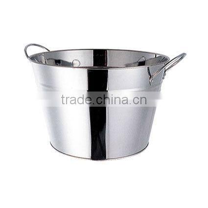 Orange Round Galvanized Steel & Power Coating Beverage/beer Ice Bucket With Handle Metal Wash Tub