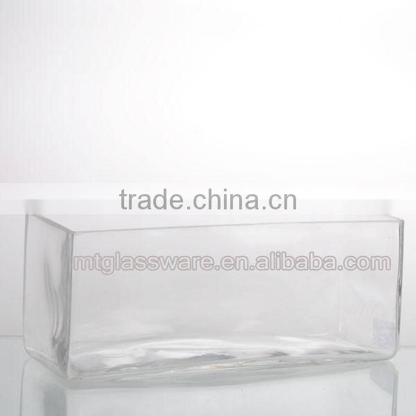 25cm/20cm length clear hande made home decor sqnare vase