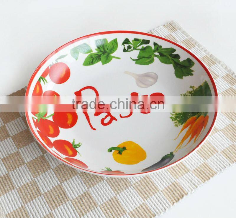 9.5" Colored Stoneware Pasta bowl, Glazed Ceramic Bowl