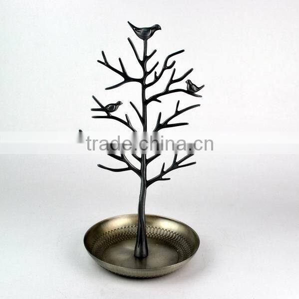 Creative Vintage Copper Tree Shaped Jewelry Rack Metal Jewelry Display