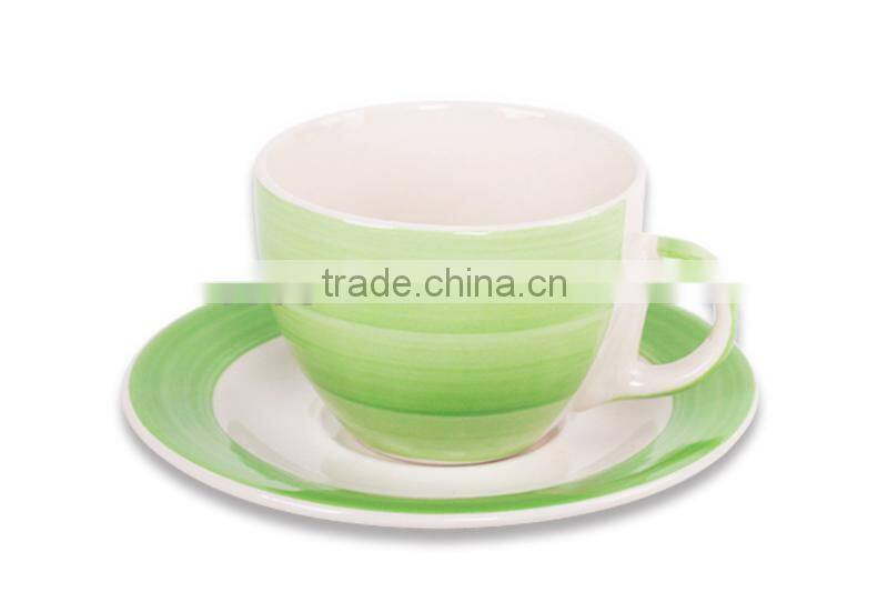 brown color ceramic cup and saucer set /handpainted cup and saucer 6oz