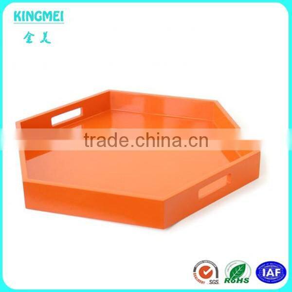 fashionable rectangle shape beautiful decorative acrylic serving trays with handle wholesale