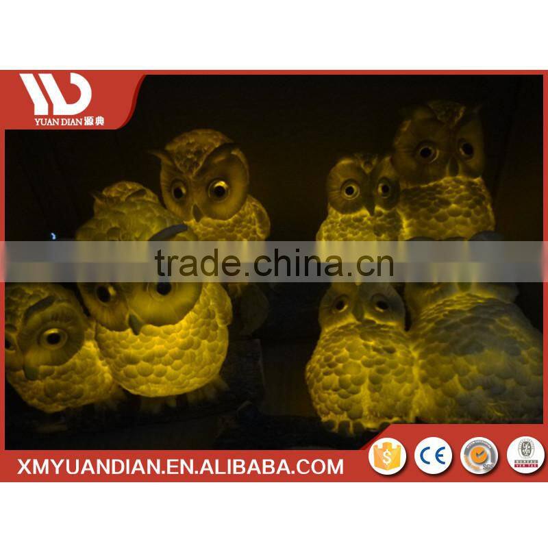 Art Work Resin Craft Owl Mini Solar Powered New Led Lighting Garden