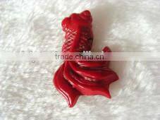 wholesale 25-40mm red goldfish cheap natural coral necklace pendants