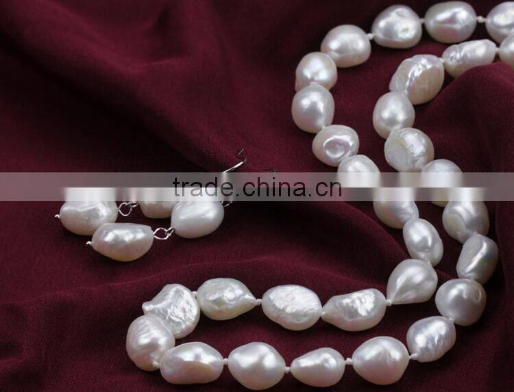 6-7 mm baroque freshwater pearl earring and necklace sets