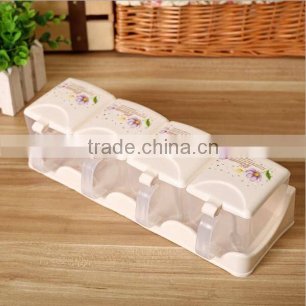 OEM Kitchen Food-Grade Spice Storage Plastic Seasoning Box with 4 Small Box One Set Golden Supplier In Alibaba
